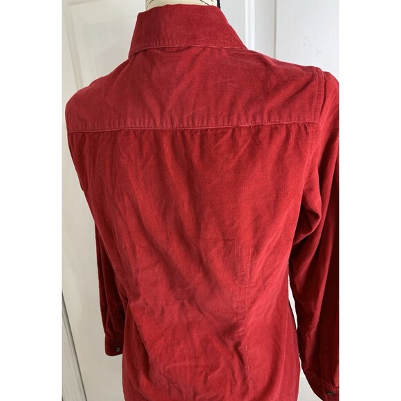 J Jill Womens Blouse Top Sz XS Red Corduroy Button Up Long Slv Shirt w/Pintucks - Picture 7 of 10